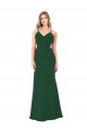 Sem Mangas Decote V Chiffon Linha A Verde Escuro Longo Vestidos de Madrinha