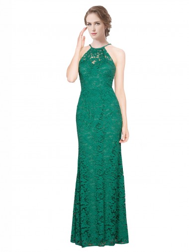 Sem Mangas Cabeçada Lombar Renda Sereia Vestidos de Madrinha / Vestidos de Festa
