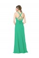 Sem Mangas Decote V Criss Cruz Chiffon Bainha Vestidos de Madrinha