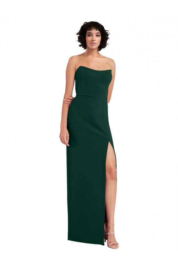 Sem Mangas Colher Lombar Crepe Esticado Bainha Longo Vestidos de Madrinha / Vestidos de Noite / Vestidos de Festa