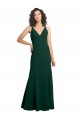 Sem Mangas Decote V Costas em V Crepe Esticado Linha A Verde Meia-Noite Longo Vestidos de Madrinha / Vestidos de Noite / Vestidos de Festa