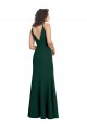 Sem Mangas Decote V Costas em V Crepe Esticado Linha A Verde Meia-Noite Longo Vestidos de Madrinha / Vestidos de Noite / Vestidos de Festa