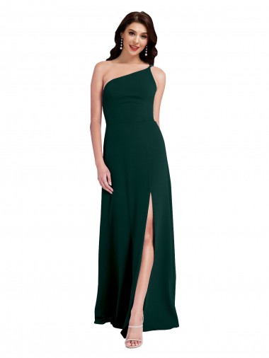 Sem Mangas Um Ombro Abrir de volta Crepe Esticado Linha A Vestidos de Madrinha / Vestidos de Noite / Vestidos de Festa