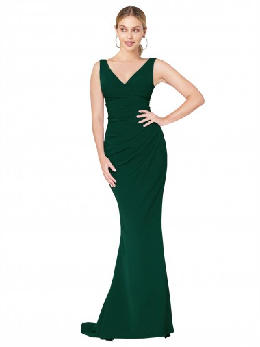 Sem Mangas Decote V Crepe Esticado Sereia Vestidos de Madrinha / Vestidos de Noite / Vestidos de Festa