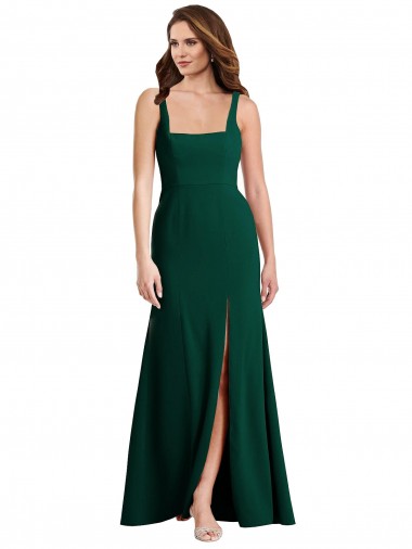 Sem Mangas Decote Quadrado Crepe Esticado Trombeta Vestidos de Madrinha / Vestidos de Festa