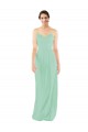 Sem Mangas Decote V Buraco da fechadura Chiffon Bainha Longo Verde Menta Vestidos de Madrinha