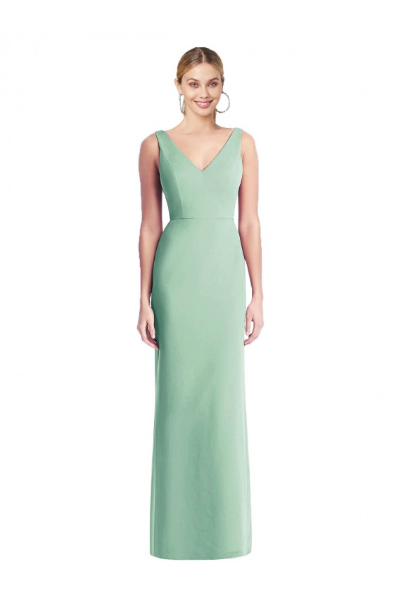 Sem Mangas Decote V Amarrar para trás Chiffon Trombeta Vestidos de Madrinha