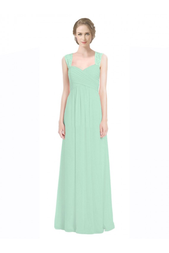 Sem Mangas Amor Buraco da fechadura Chiffon & Renda Linha A Longo Vestidos de Madrinha