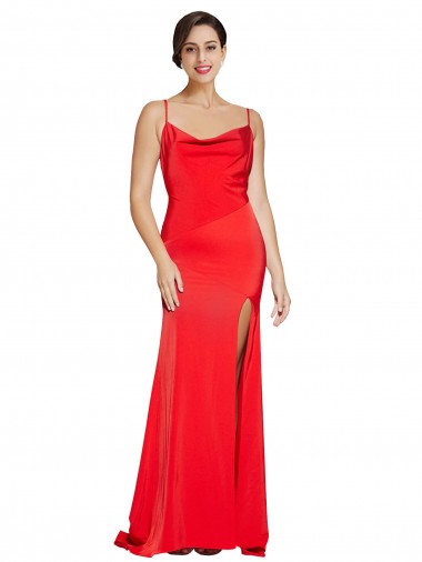 Sem Mangas Decote Capuz Lombar Cetim Elástico Bainha Vestidos de Madrinha / Vestidos de Noite / Vestidos de Festa
