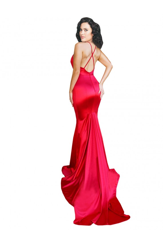 Sem Mangas Amor Lombar Cetim Elástico Sereia Vestidos de Baile / Vestidos de Noite / Vestidos de Festa