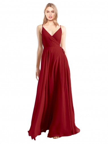 Sem Mangas Alças finas Costas em V Chiffon Linha A Vestidos de Madrinha