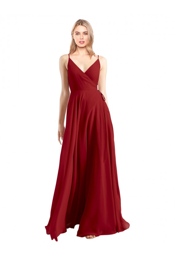 Sem Mangas Alças finas Costas em V Chiffon Linha A Vestidos de Madrinha