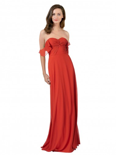 Sem Mangas Amor Costas em V Chiffon Linha A Longo Vestidos de Madrinha