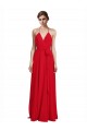 Sem Mangas Alças finas Chiffon Linha A Vermelho Longo Vestidos de Madrinha