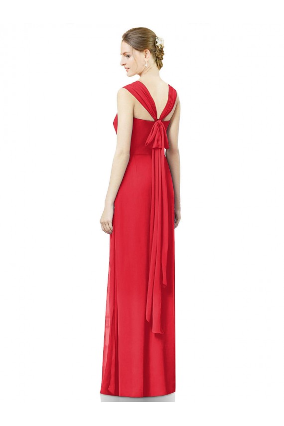 Mangas Curtas Amor Chiffon Linha A Vestidos de Madrinha