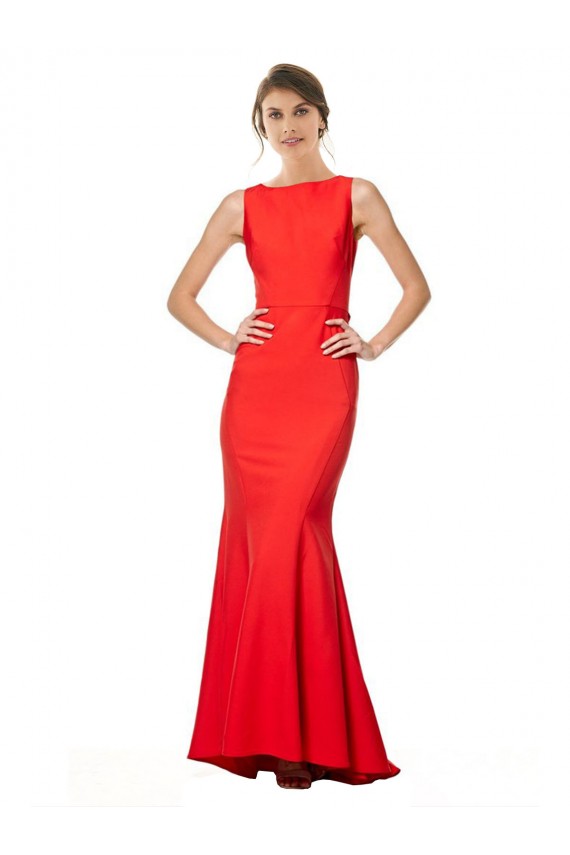 Sem Mangas Cabeçada Abrir de volta Crepe Esticado Sereia Vestidos de Madrinha / Vestidos de Noite