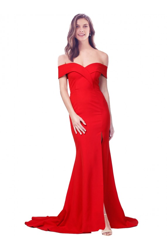 Sem Mangas Amor Crepe Esticado Sereia Vermelho Longo Vestidos de Madrinha / Vestidos de Noite / Vestidos de Festa