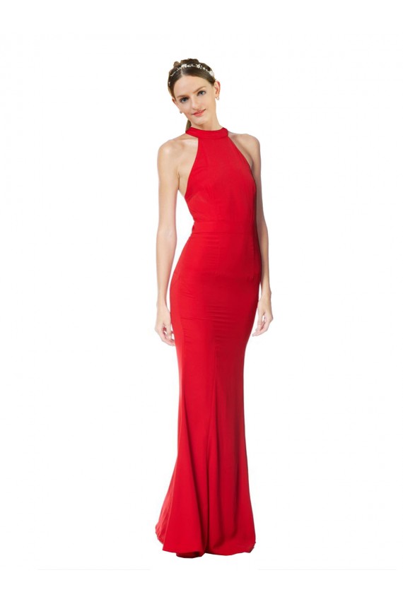 Sem Mangas Cabeçada Crepe Esticado Sereia Vestidos de Noite / Vestidos de Festa