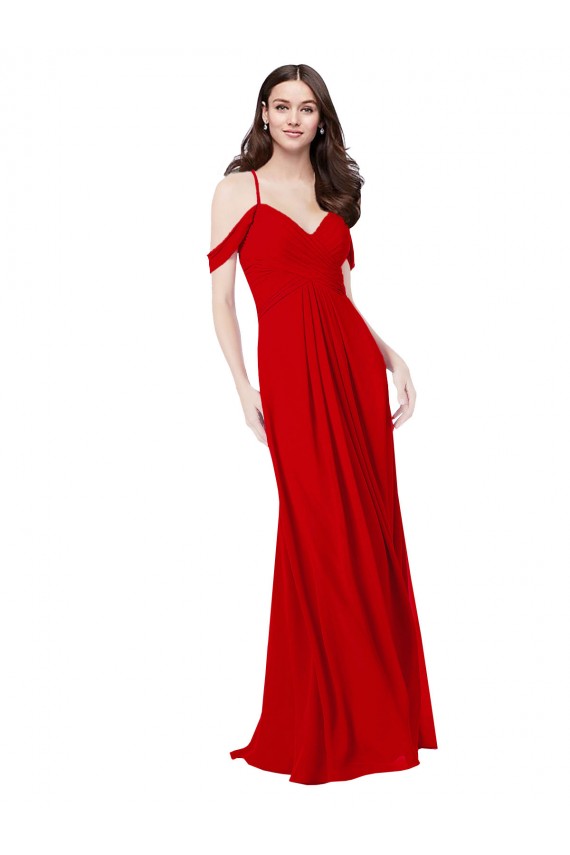 Sem Mangas Decote V Criss Cruz Chiffon Linha A Longo Vestidos de Madrinha