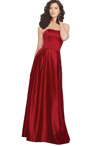 Sem Mangas Sem alças Cetim Linha A Vestidos de Madrinha / Vestidos de Festa