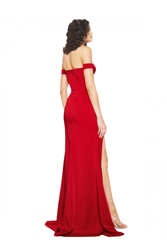 Sem Mangas Fora do Ombro Cetim Sedoso Linha A Vestidos de Madrinha / Vestidos de Noite / Vestidos de Festa