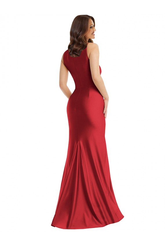 Sem Mangas Decote Quadrado Cetim Sedoso Sereia Vestidos de Madrinha / Vestidos de Noite / Vestidos de Festa