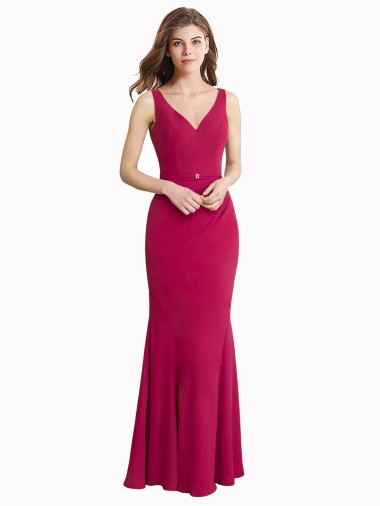 Sem Mangas Decote V Costas em V Chiffon Sereia Vestidos de Madrinha / Vestidos de Festa