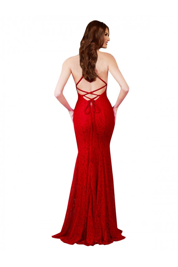 Sem Mangas Decote V Lombar Renda Sereia Vestidos de Madrinha / Vestidos de Noite / Vestidos de Baile