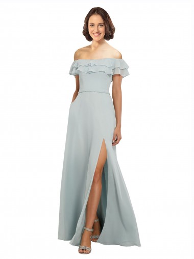 Sem Mangas Fora do Ombro Buraco da fechadura Chiffon Linha A Vestidos de Madrinha