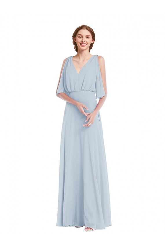 Mangas Divididas Decote V Chiffon Linha A Vestidos de Madrinha