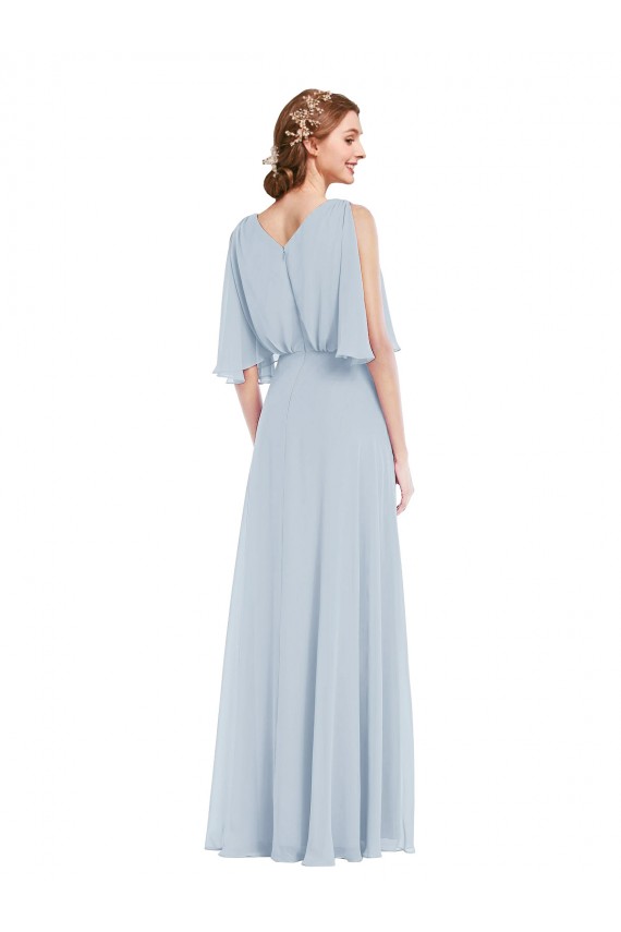 Mangas Divididas Decote V Chiffon Linha A Vestidos de Madrinha