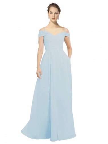 Sem Mangas Fora do Ombro Chiffon Linha A Vestidos de Madrinha / Vestidos de Baile