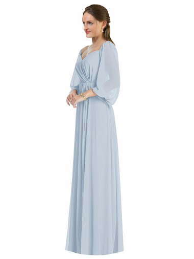 Mangas Bispo, Mangas Bufantes Fora do Ombro Chiffon Linha A Vestidos de Madrinha / Vestidos de Noite