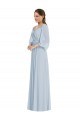 Mangas Bispo, Mangas Bufantes Fora do Ombro Chiffon Linha A Vestidos de Madrinha / Vestidos de Noite