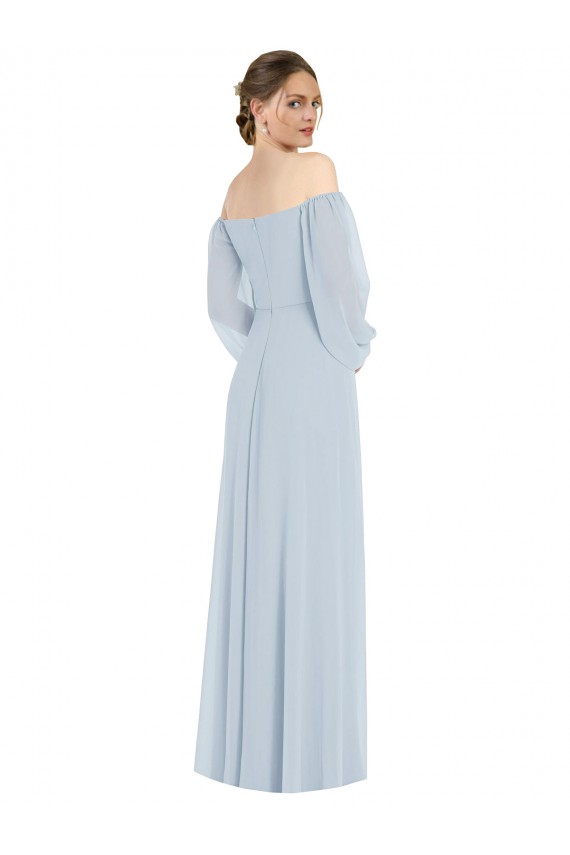 Mangas Bispo, Mangas Bufantes Fora do Ombro Chiffon Linha A Vestidos de Madrinha / Vestidos de Noite