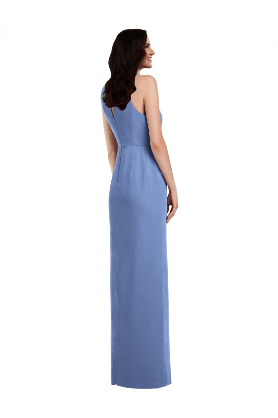 Sem Mangas Decote Joia Buraco da fechadura Chiffon Linha A Longo Vestidos de Madrinha