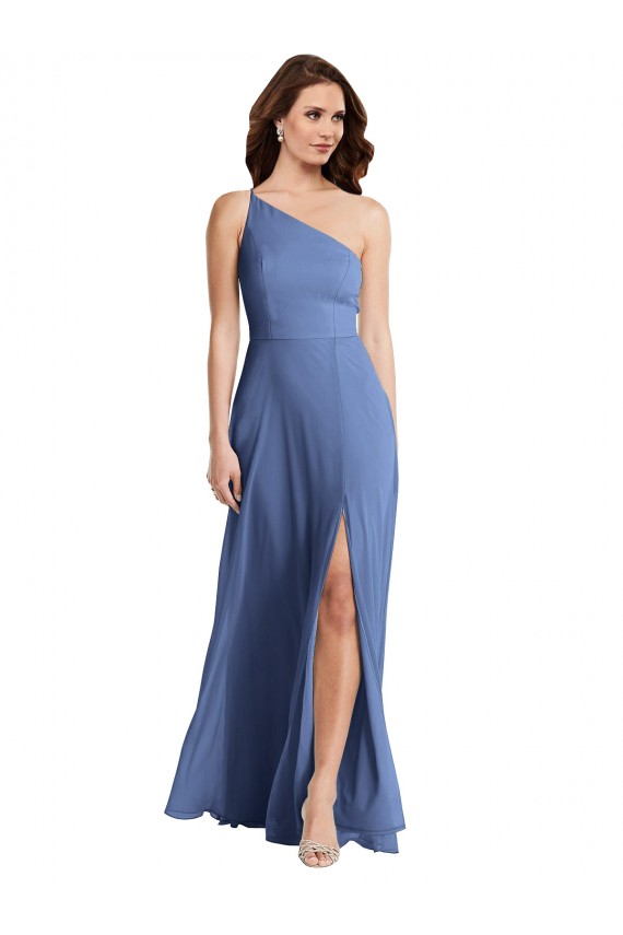 Sem Mangas Um Ombro Chiffon Linha A Longo Vestidos de Madrinha / Vestidos de Noite